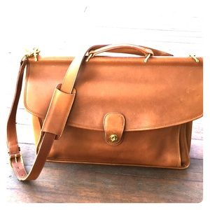 Brown leather Coach messenger/ laptop bag/ purse
